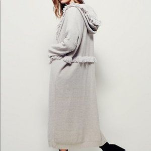 Free People Fringed Hooded Duster Open Slouchy Cardigan